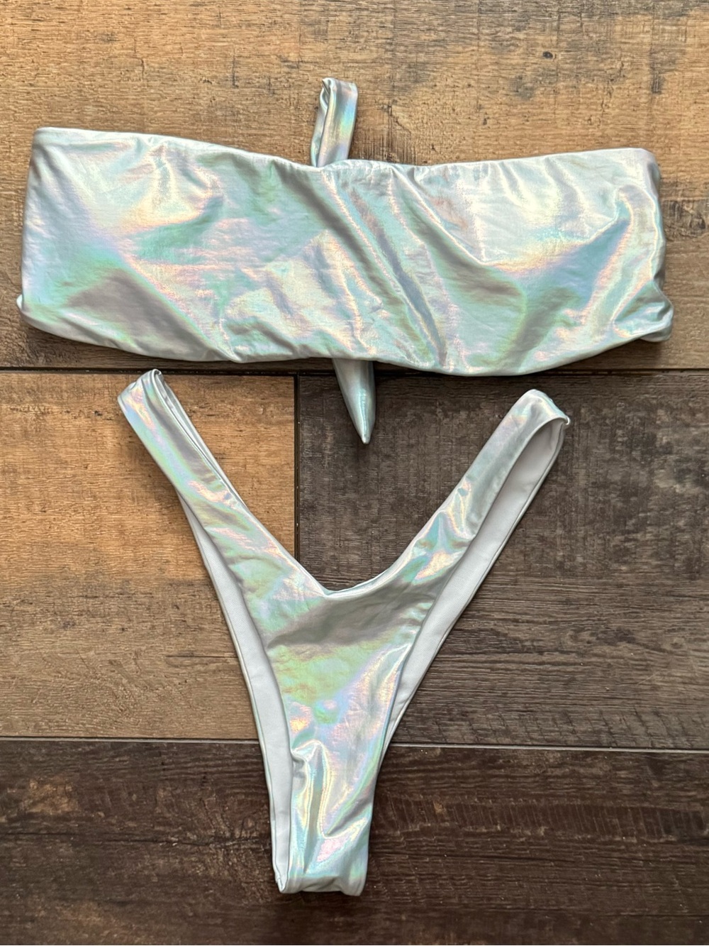 Iridescent/Holographic Silver Bikini Set